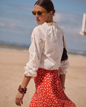 Load image into Gallery viewer, In April white blouse with yellow embroidery -T089