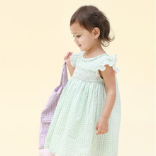 Load image into Gallery viewer, Albetta - Apple Gingham Handsmocked Dress
