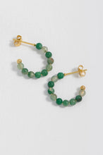 Load image into Gallery viewer, Estella Bartlett - Green Agate Amelia Hoop Earrings