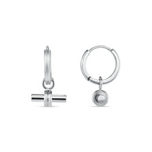 Load image into Gallery viewer, Orelia LUXE Linear T-Bar Drop Hoop Earrings