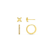 Load image into Gallery viewer, Orelia Luxe - Cross & Pave Hoop Ear Set