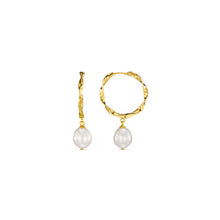 Load image into Gallery viewer, Orelia - Ribbon Mid Size Hoop with Pearl