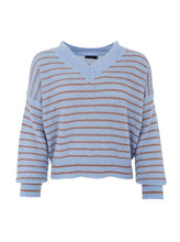 Load image into Gallery viewer, Black Colour DELL striped v-neck jumper
