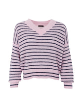 Load image into Gallery viewer, Black Colour DELL striped v-neck jumper
