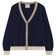Load image into Gallery viewer, Jumper 1234 - Contrast Cardigan Navy/Brown
