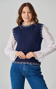 Luella - Stowe Cashmere Blend Tank Top, Blanket Trim
