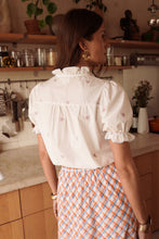 Load image into Gallery viewer, In April white blouse with frill and embroidery - T074
