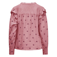 Load image into Gallery viewer, One collective - smocked yolk blouse - soft pink &amp; wine tasting

