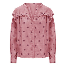 Load image into Gallery viewer, One collective - smocked yolk blouse - soft pink &amp; wine tasting
