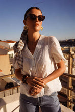 Load image into Gallery viewer, In April - V Neck Short Sleeve White Blouse
