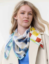 Load image into Gallery viewer, FRAAS Maritime silk scarf with stripes and squares
