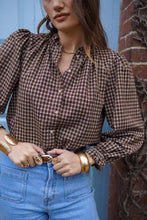 Load image into Gallery viewer, In April 1986 Brown check blouse
