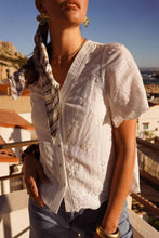 Load image into Gallery viewer, In April - V Neck Short Sleeve White Blouse
