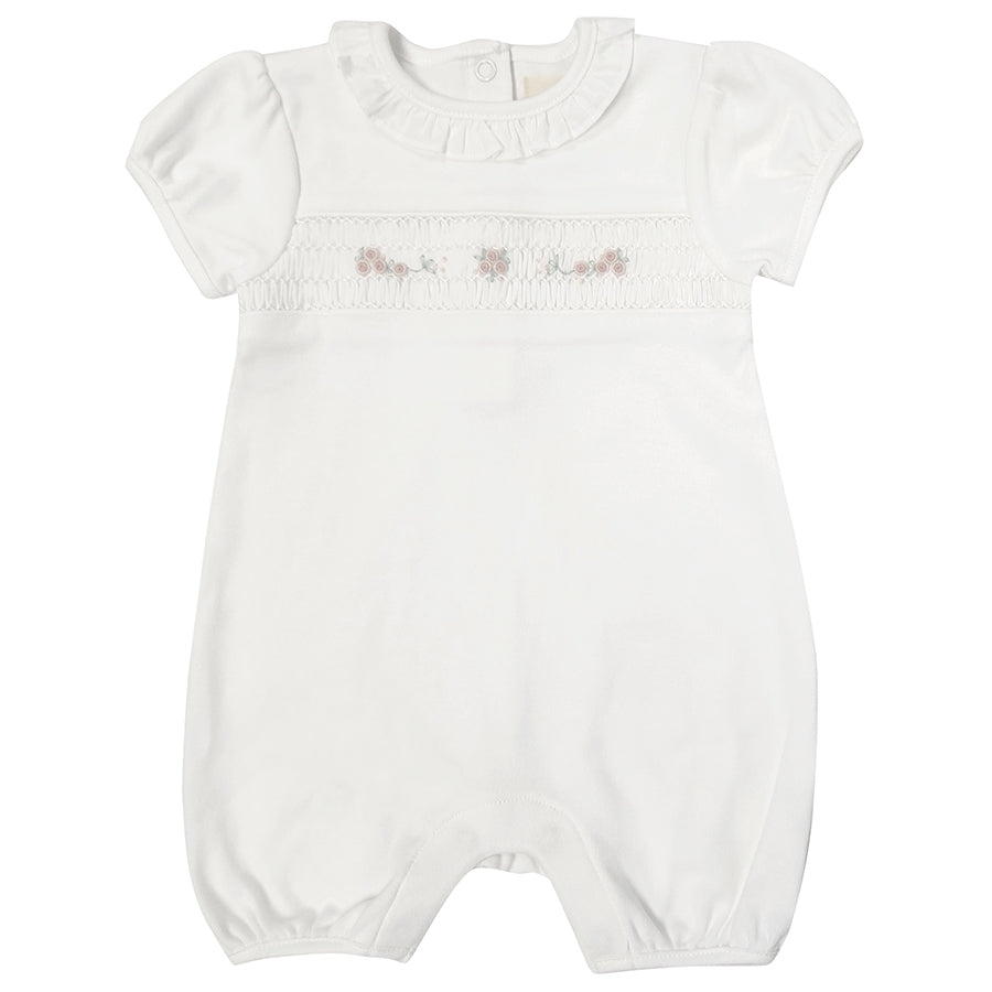 Albetta - Embroidered Hand Smocked White Baby Vest