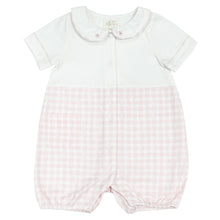 Load image into Gallery viewer, Albetta Daisy Collar Embroidery Pink Gingham Romper
