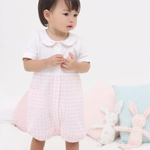 Load image into Gallery viewer, Albetta Daisy Collar Embroidery Pink Gingham Romper
