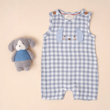 Load image into Gallery viewer, Albetta- Puppy gingham romper

