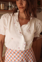 Load image into Gallery viewer, In April white blouse with frill and embroidery - T074
