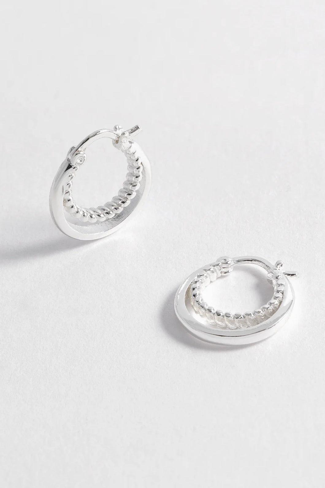 Estella Bartlett - Twisted Double Hoops Silver Plated