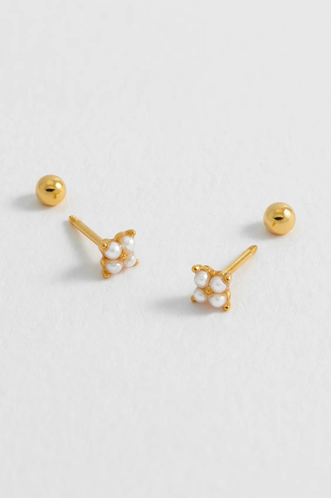 Estella Bartlett - Mini Pearl Flower Studs Gold Plated | Pearl
