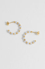 Load image into Gallery viewer, Estella Bartlett Wellness coco beaded blue lace agate hoop earrings
