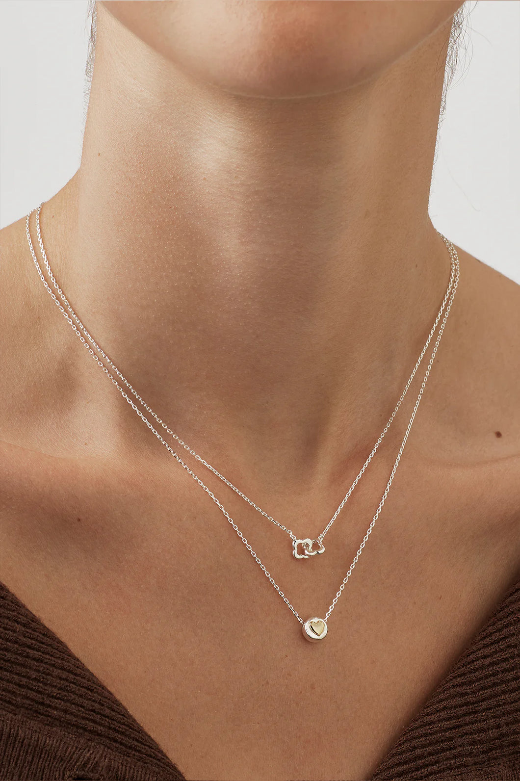 Estella Bartlett - Heart Disc Bead Necklace Silver Plated