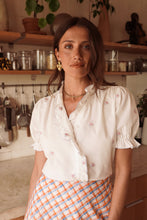 Load image into Gallery viewer, In April white blouse with frill and embroidery - T074
