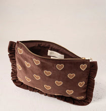 Load image into Gallery viewer, Elizabeth Scarlett Chocolate Velvet Frill Pouch
