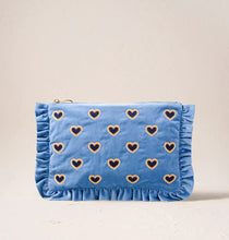 Load image into Gallery viewer, Elizabeth Scarlett Cornflower Blue Velvet Frill Pouch
