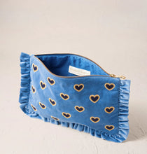Load image into Gallery viewer, Elizabeth Scarlett Cornflower Blue Velvet Frill Pouch
