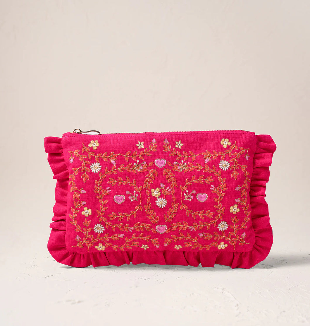 Elizabeth Scarlett - Mediterranean Garden Pink Cotton Everyday Pouch