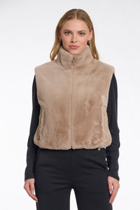 Rino & Pelle Short Faux Fur Waistcoat Oat