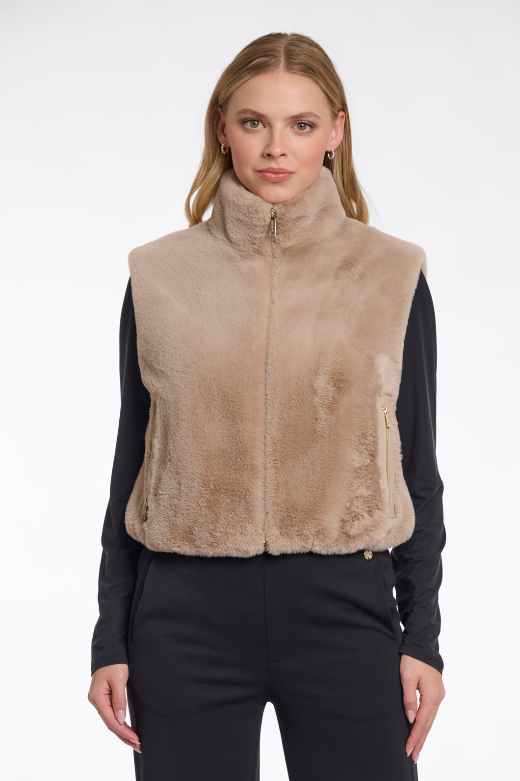 Rino & Pelle Short Faux Fur Waistcoat Oat