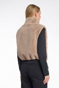 Rino & Pelle Short Faux Fur Waistcoat Oat
