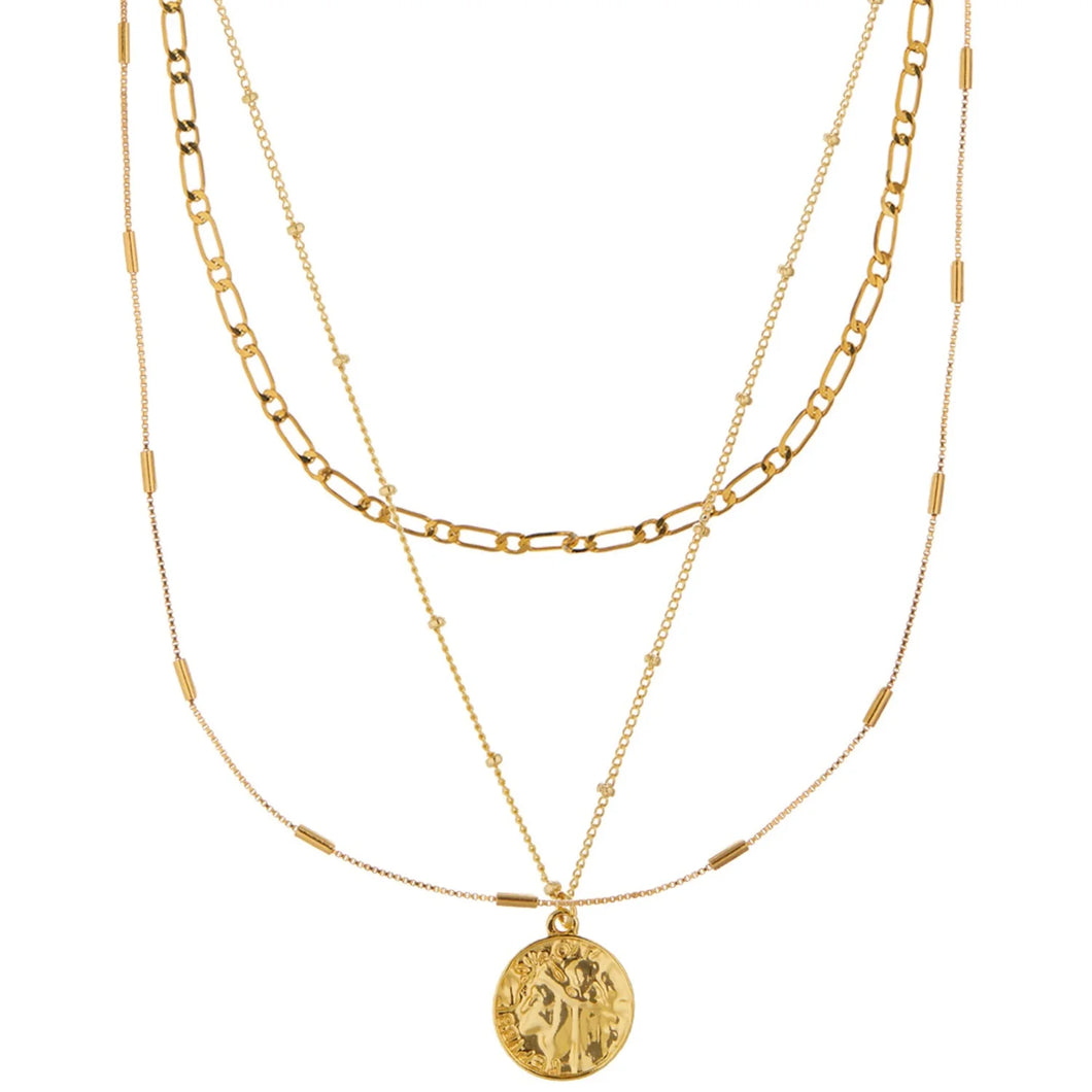 Orelia - Multi Row Coin Necklace