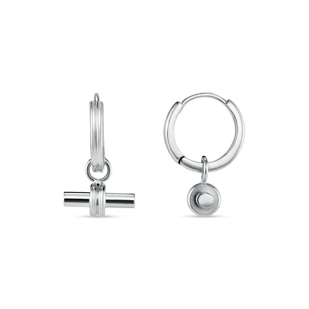 Orelia LUXE Linear T-Bar Drop Hoop Earrings