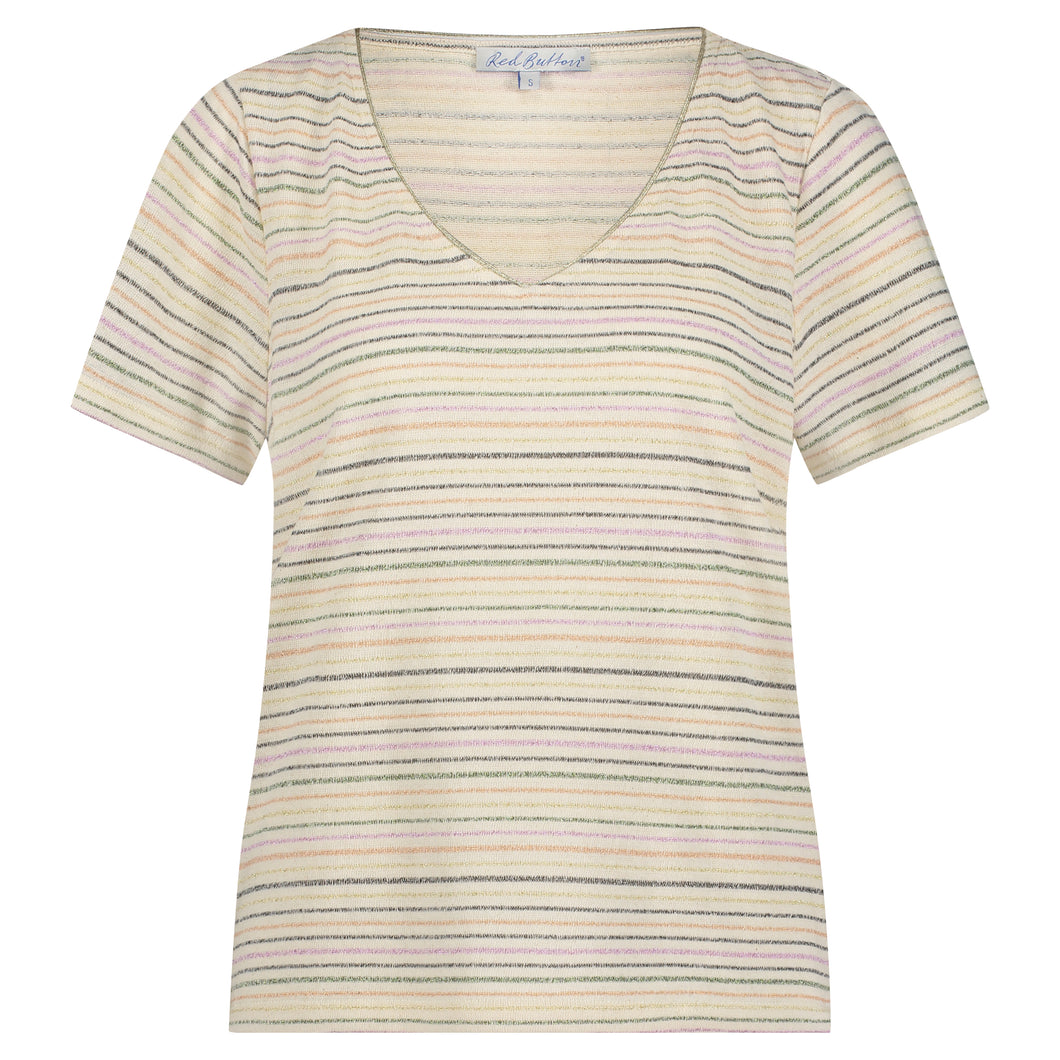 Red button - Temmy Striped T-Shirt