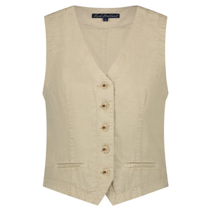 Red Button - Cotton Linen Waistcoat, Pebble