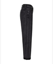 Load image into Gallery viewer, Red Button - Caitlin Sidepatch Black Denim High Rise
