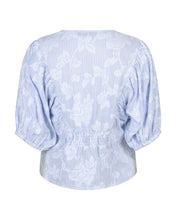 Load image into Gallery viewer, Red Button Balloon sleeve Stripe And Flower Blouse
