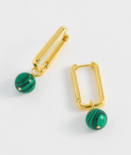 Load image into Gallery viewer, Estella Bartlett- Gold plated hoop with malachite charm
