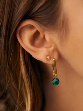 Load image into Gallery viewer, Estella Bartlett- Gold plated hoop with malachite charm
