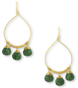 Ashiana - Bella Gemstone Drop Earrings Green