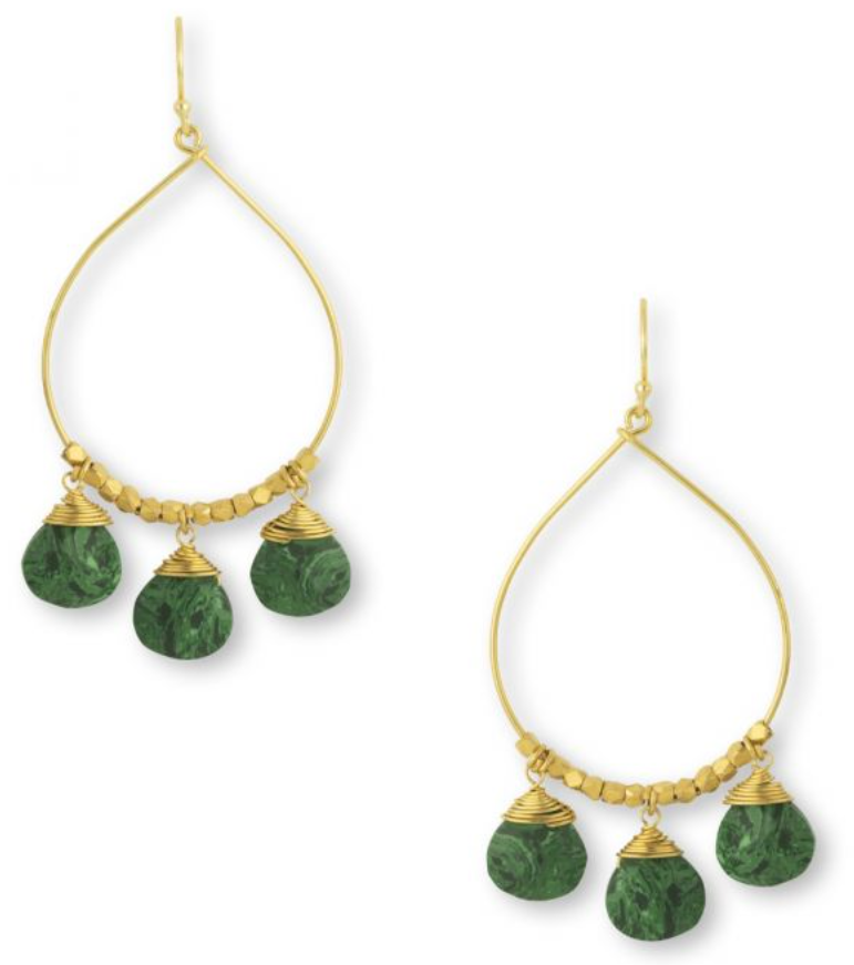 Ashiana - Bella Gemstone Drop Earrings Green