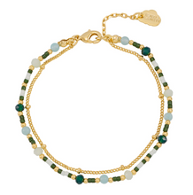 Load image into Gallery viewer, Estella Bartlett Mini Green Duo Chain Bracelet EBB6617G
