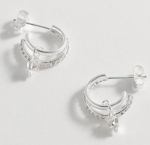 Estella Bartlett- Duo pave star hoop silver