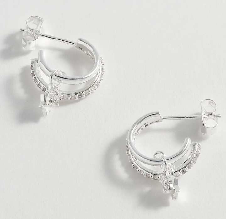 Estella Bartlett- Duo pave star hoop silver