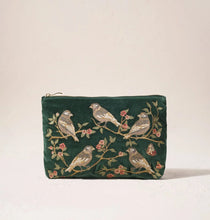 Load image into Gallery viewer, Elizabeth Scarlett - Songbirds Secret Garden Velvet Everyday Pouch - Forest
