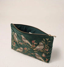 Load image into Gallery viewer, Elizabeth Scarlett - Songbirds Secret Garden Velvet Everyday Pouch - Forest
