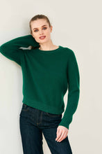 Load image into Gallery viewer, Jumper 1234 Cashmere Wool Contrast Lurex Rib Crew in Cilantro
